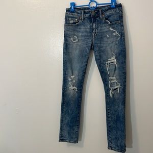 American Eagle Outfitters blue denim jeans pants skinny 28/30 distressed
